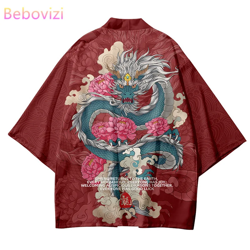 

Cardigan Red Haori Shirts Women Men Cosplay Yukata Clothing Harajuku Kimono Plus Size 6XL 5XL Anime Chinese Dragon