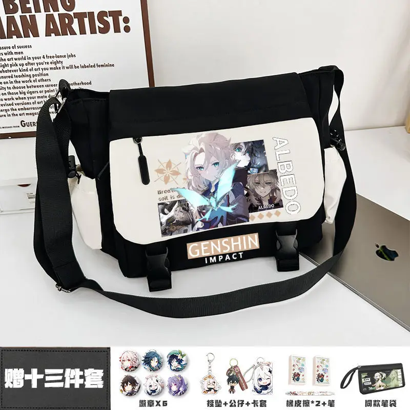 Genshin Impact Xiangling Hu Tao Zhongli Crossbody For Men Women, Junior And Senior High School Students Pain Tutoring Bag, L
