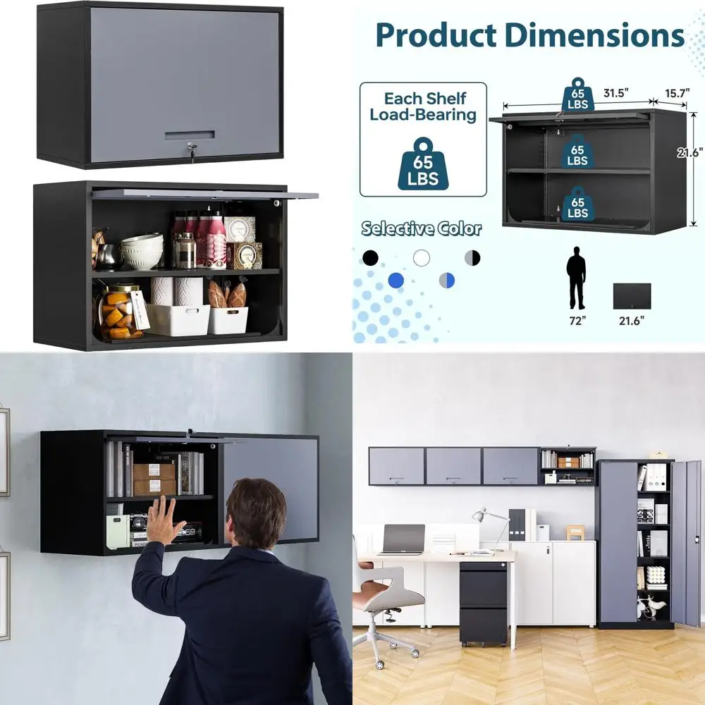 

Secure Metal Wall Cabinet with Door & Shelf for Garage, Home Office, Kitchen Storage