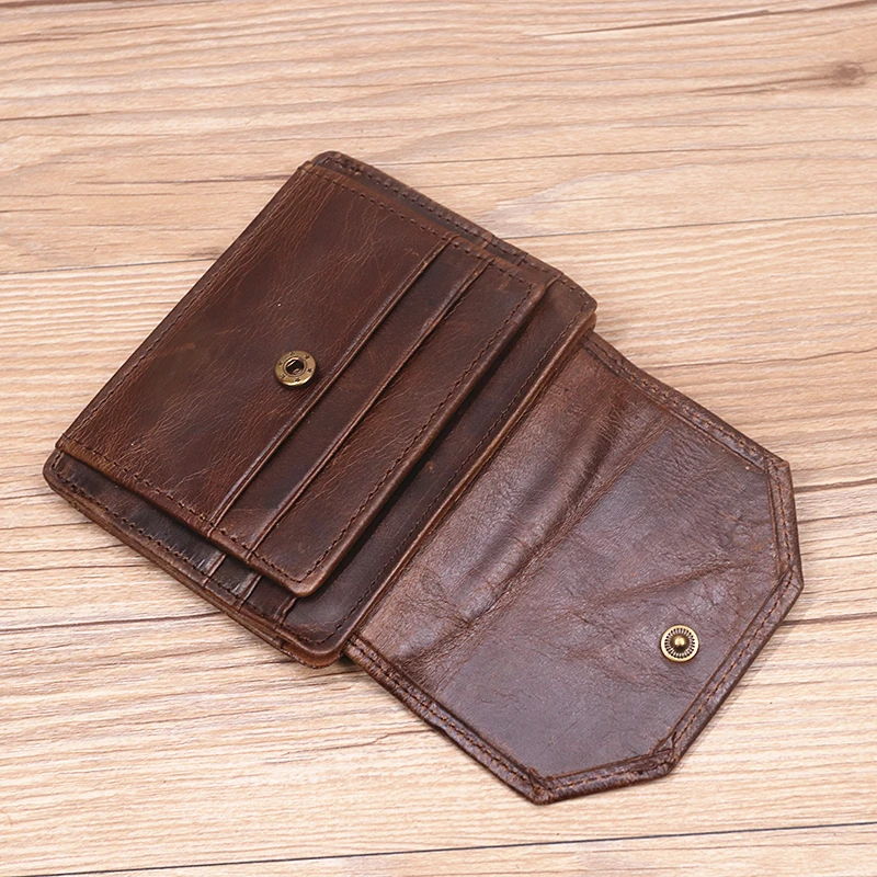 Genuine Leather Wallet For Men Male Original Cowhide Vintage Short Men\'s Wallets Purse With Card Holder ID Window Coin Pocket