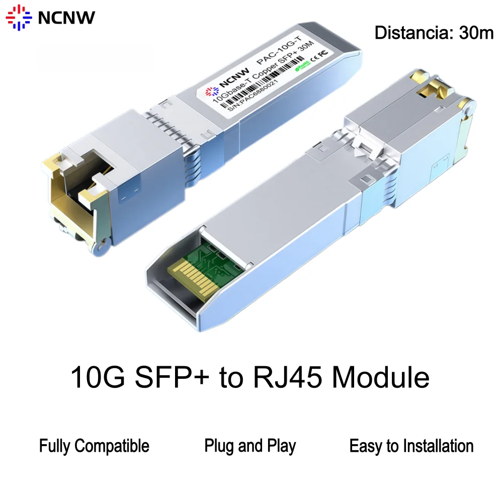 NCNW 10G RJ45 SFP Copper Module RJ45 Port Transceiver 10GBase-T Huawei/Dell/Force10/IBM/Finisar/Intel/Extreme/Allied Telesis