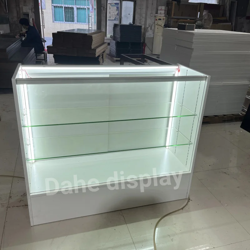 

Custom. hot selling Full counter Tempered Glass Cabinet Wooden Display Cases For Retail Shops Display