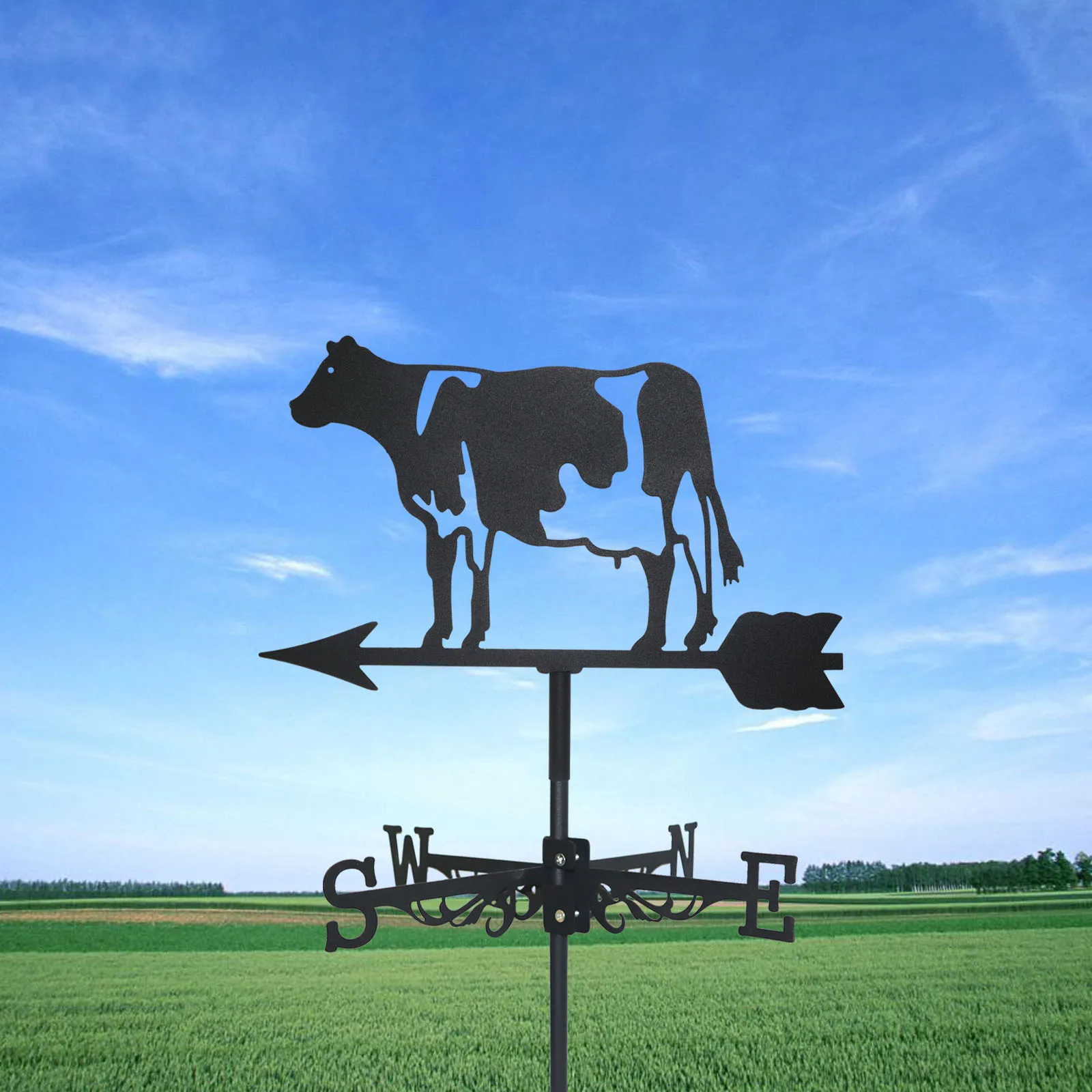 

Cow Weathervane Silhouette Art Black Metal Farm Wind Vanes Outdoors Decorations Garden For Roof Yard Building