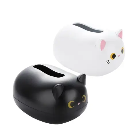 Kawaii Katt Tissue Box Vardagsrum Servettförvaringslåda Kök Pappersbehållare Skrivbord Toalettpappershållare för Badrum Sovsal 8 best sales rulllåda för vävnader - №6