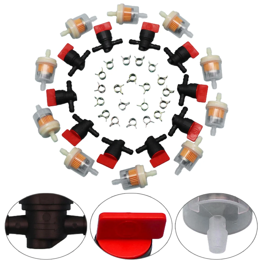 kit-de-10-pecas-filtro-de-combustivel-em-linha-de-1-4-polegada-com-valvula-de-corte-e-abracadeira-para-cortador-de-grama-gerador-e-maquinas-de-jardim-wheel-horse-54-3150