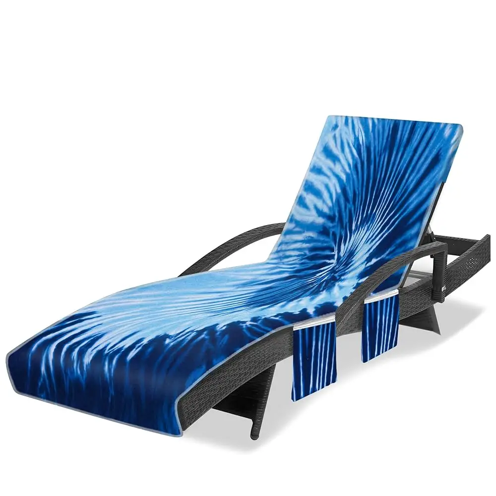 

Lounge Chair Towel Cover, Tie Dye Style Chaise Lounge Cover, Beach Chair Covers With Pockets For Pool Sunbathing Beach Garden
