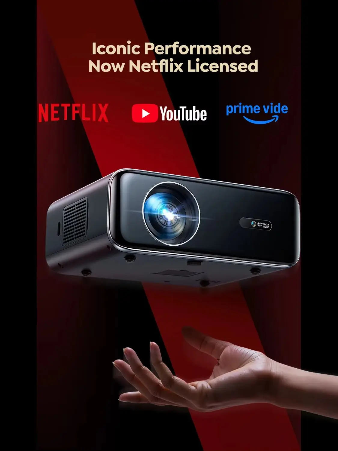 Wimius P62Pro 4K 45000 Lumen Smart-Projektor, Netflix-lizenziert, Dolby Audio, Auto-Fokus, Full HD 1080P, hohe Helligkeit, Filmprojektor