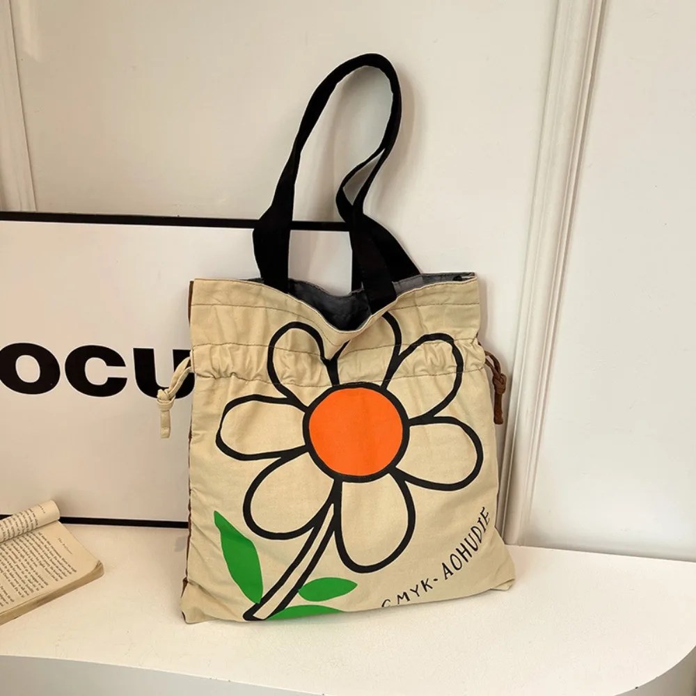 

Винтажная сумка через плечо в корейском стиле с цветочным принтом, большая вместительная тканевая сумка с принтом, милая модная сумка с принтом, сумка для покупок