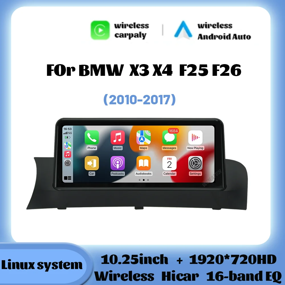 

10,25 "для BMW X3 F25 X4 F26 2010 - 2017 NBT CIC система Linux беспроводной Android Авто Carplay Оригинальное головное устройство меню OEM