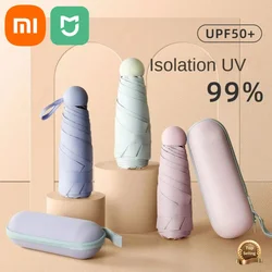 Xiaomi Mini Parasole Protezione Solare Ombrello da Pioggia Ombrello a Capsula Portatile Manico in Lega di Gomma Nera Pieghevole Sole Pioggia Doppio Uso