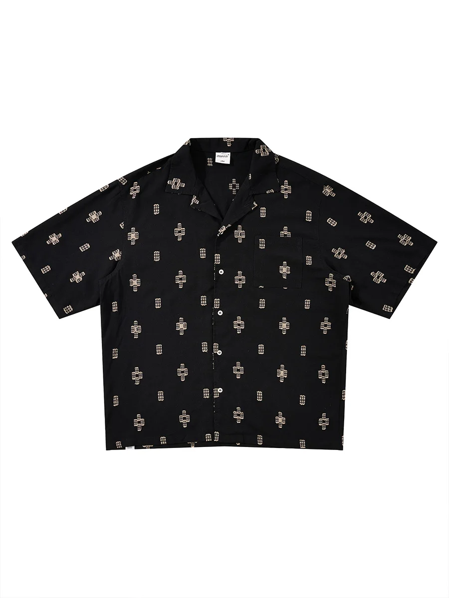 Original Ethnic Style Printed Lapel Shirt Men's Summer New Short-Sleeved Loose Casual Versatile Japanese Retro Tops