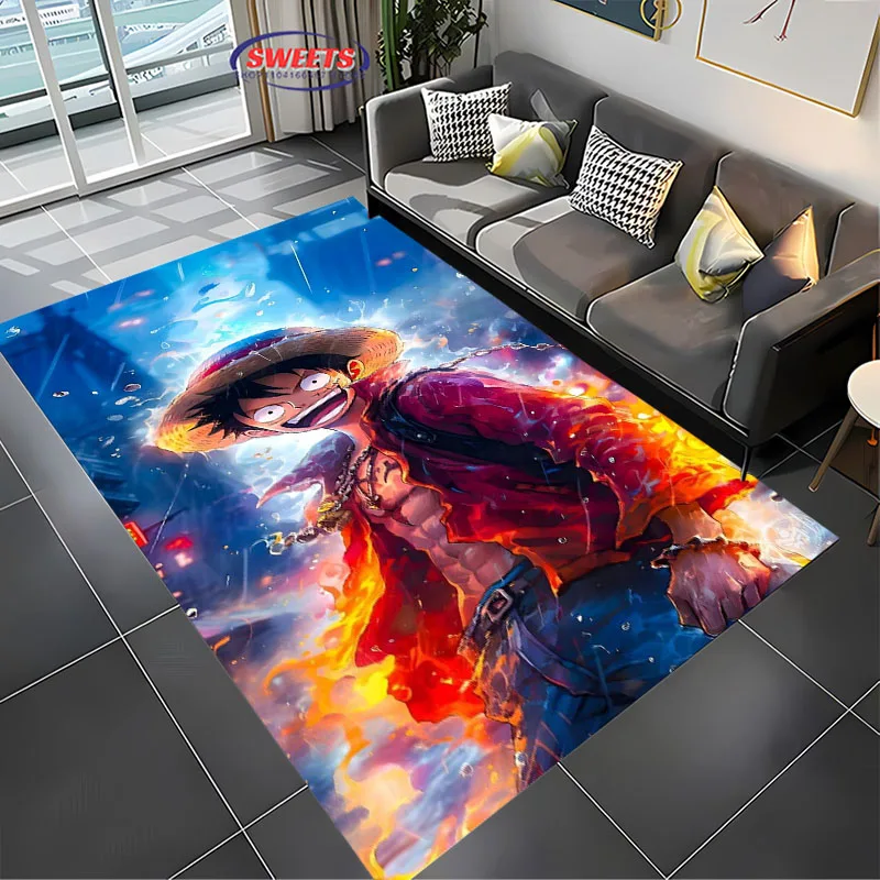 Cartoon One Piece Carpet, Monkey D. Luffy Living Room Bedroom Bed Mat,Comfortable Non-slip Durable Rug, Modern Simple Style Gift