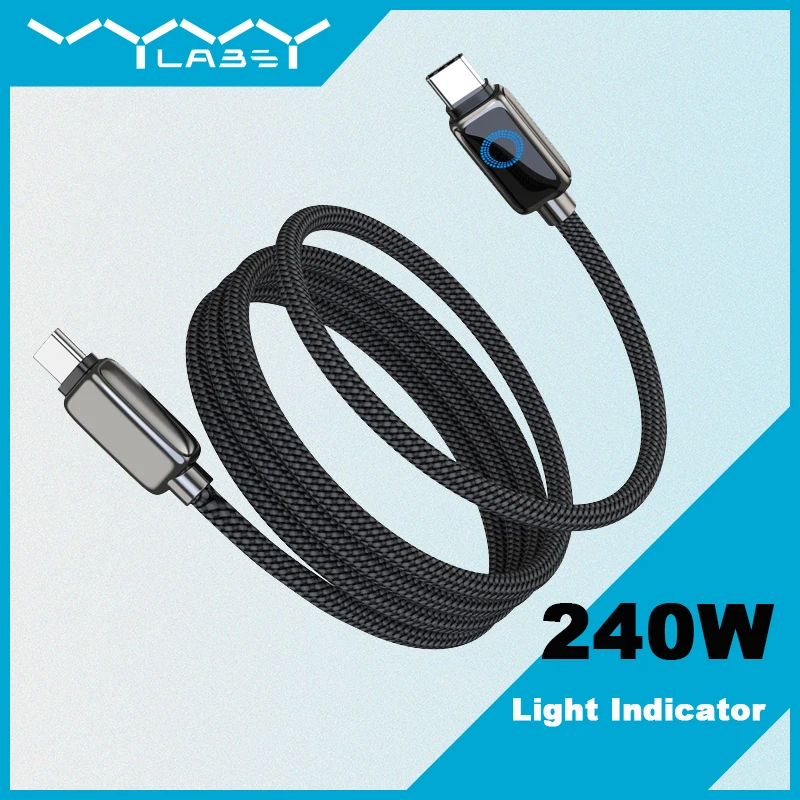 

VYVYLABS 240 Вт Тип C к Типу C Супер зарядка Кабель цифрового дисплея USB C Кабель для передачи данных для iPhone 17 16 Samsung s24 Huawei Xiaomi