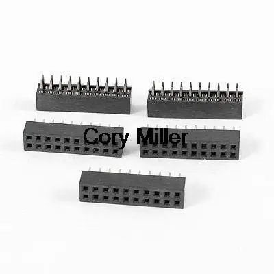 

Шаг 2 мм, 20 контактов, двухрядный гнездовой разъем, черная полоса