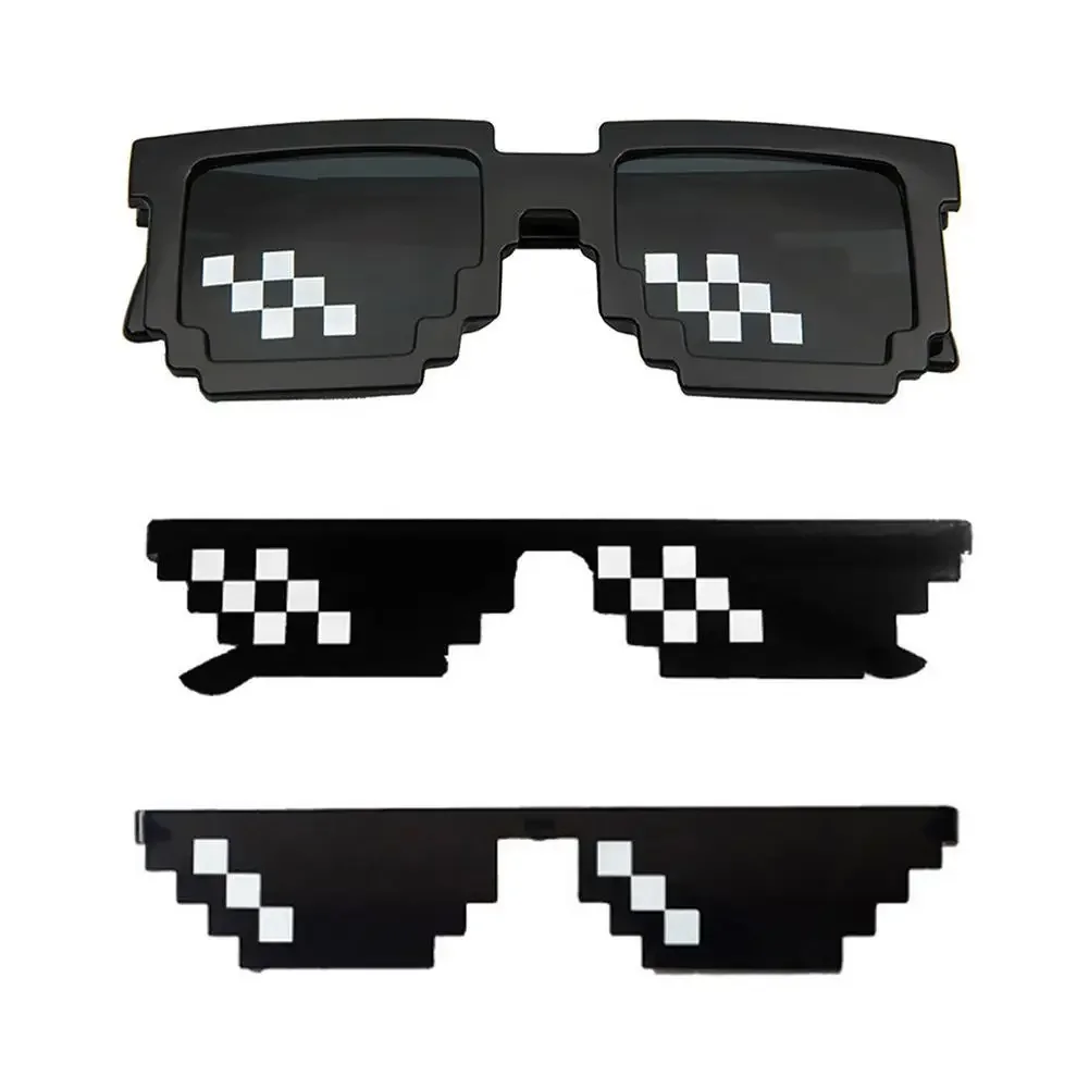 Funny Thug Life Sunglasses Pixel Funny Original Costumes Woman Male Vintage Pixel Black Mosaic Sunglasses Cool Funny Glasses