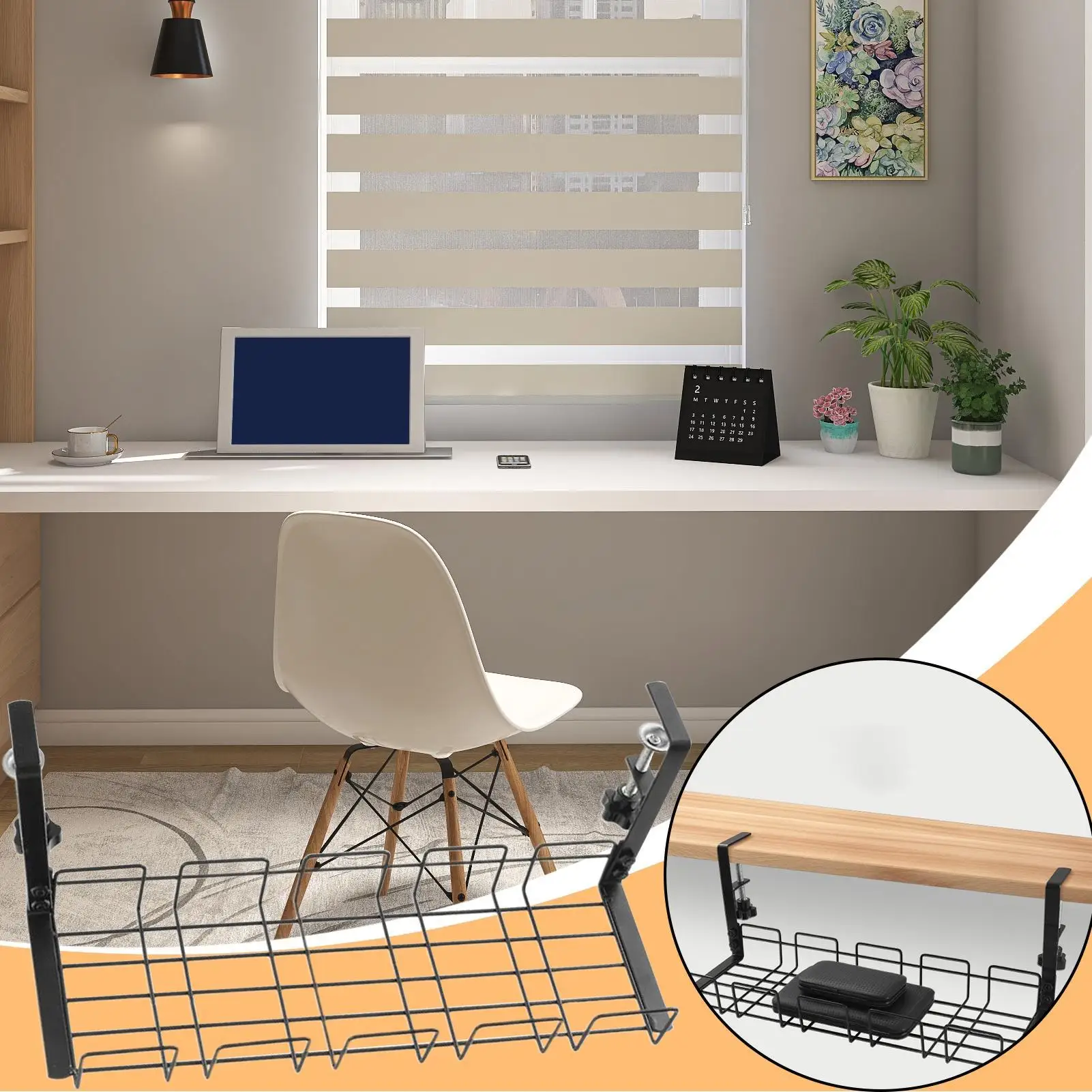

Cord Management Under Desk Cable Organizer Basket Wire Organization Basket For Home Office Dining Table Study Studio Setups