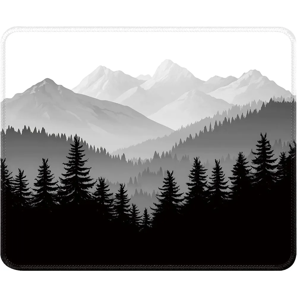 Misty Forest DeskPad Mat Stitched Edges Non-Slip Rubber Base Premium-Textured MousePad Laptop Computer PC Gaming WorkingMousepad