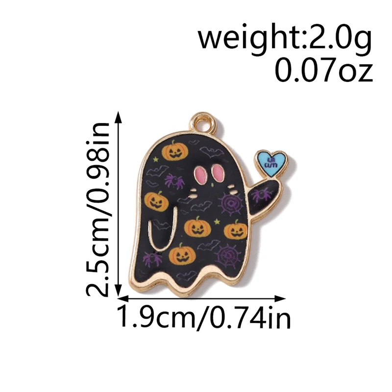 20 Stück 19x25mm Niedliche Emaille-Halloween-Geister-Anhänger für Schmuckherstellung DIY Ohrringe Armband Halskette Zubehör – Detail 1