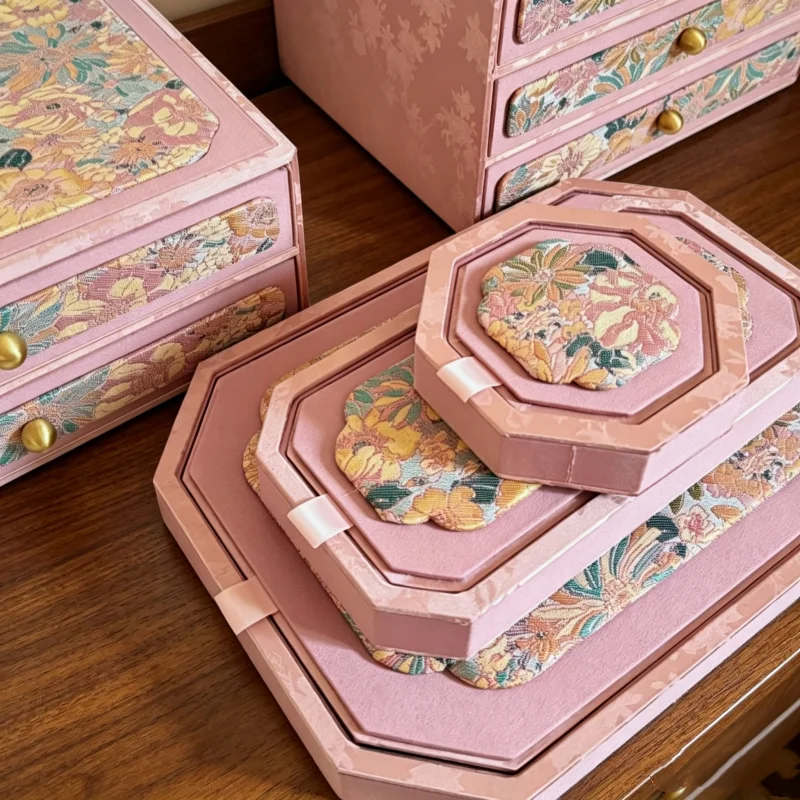 Vintage Double Layer Jewelry Box, Earring Ring Necklace Bracelet Storage Organizer, High-End China-Chic Gift Case for Women