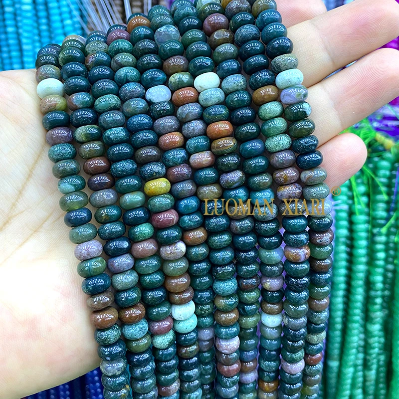 Natural Stone Abacus 5x8mm Pink Wood Grain Jasper Loose Spacer Beads for Jewelry Making Diy Bracelets Charms Accessories