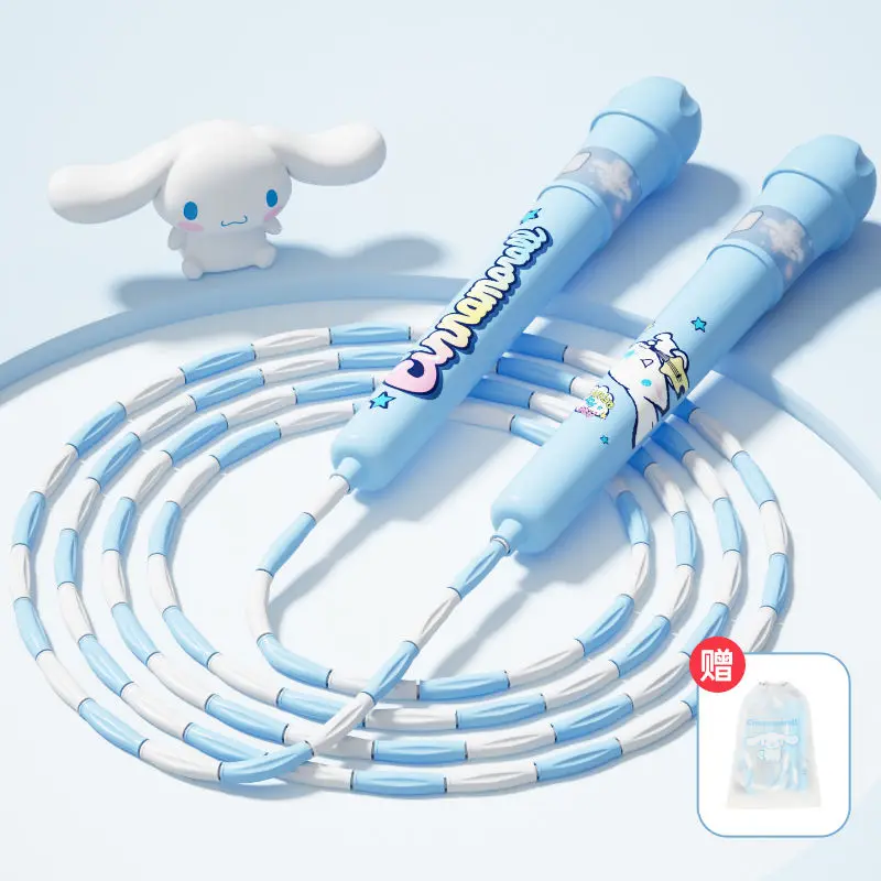 New Kawaii Sanrio peripheral cartoon pattern jump rope Hello Kitty Kuromi My melody Children's adjustable bamboo jump rope gift