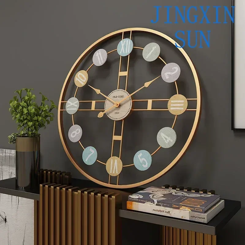 Large Metal Wall Clock Vintage Wall Watch Mute Digital Clocks Room