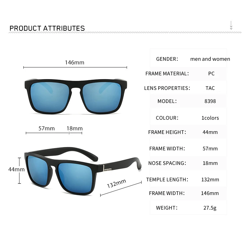 Polarisierte Herren Mode Eckige Sonnenbrille Klassische Marken-Designer-Sonnenbrille Angeln Camping Herren-Brillen – Detail 5