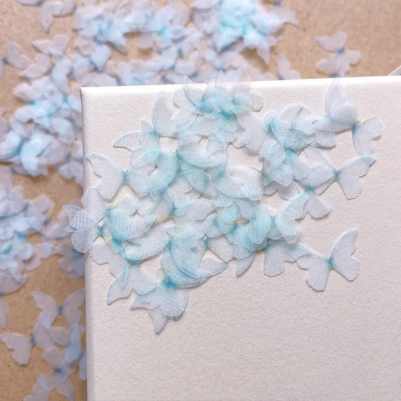 20PCS Organza ผีเสื้อเล็บ Charms Gauze อุปกรณ์เสริมสําหรับตกแต่งเล็บเล็บ DIY ตกแต่งออกแบบอุปกรณ์วัสดุ
