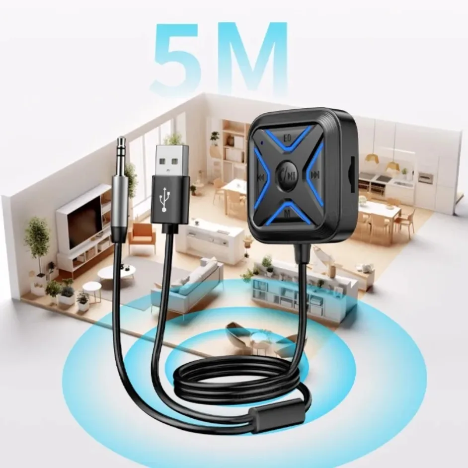 

Multipurpose Bluetooth 5.3 AUX for Car Hands-Free Calls Auto Music Stereo Stereo Audio Car Adapter Dual Mics Bluetooth Receiver