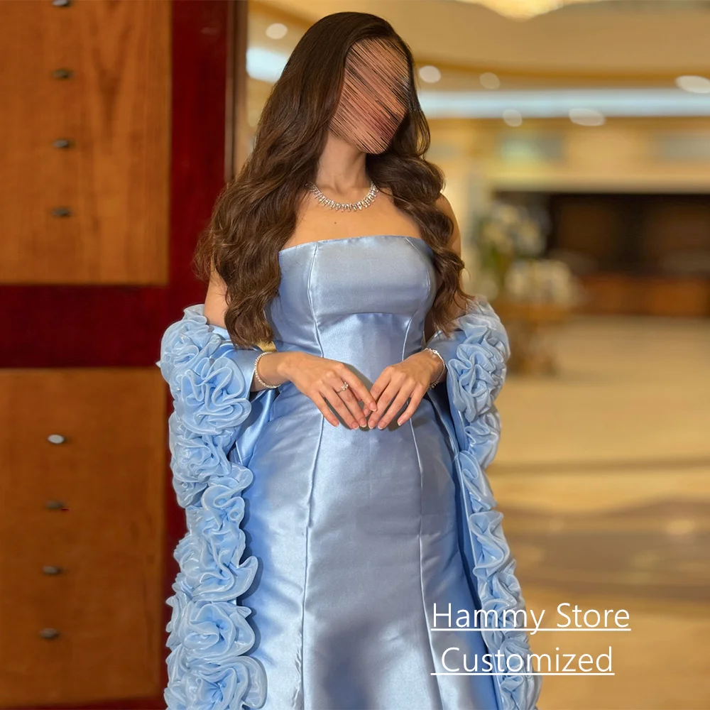 فستان سهرة أنيق مع زهور كيب مخصص بدون حمالات بدون أكمام سويب تراين المملكة العربية السعودية فساتين حفلة موسيقية