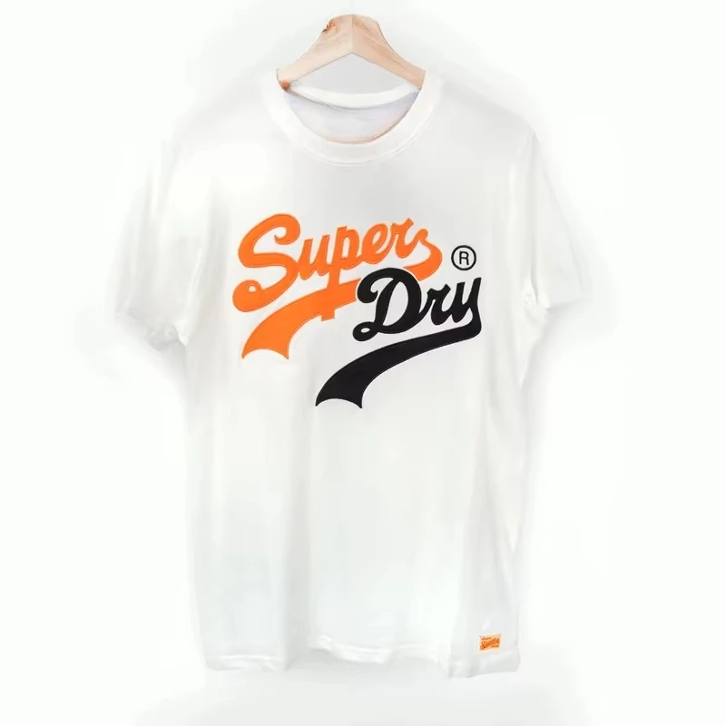 UK Superdry Extremely Dry Men\'s Summer Fashion Brand Printed Letter Short Sleeved T-shirt Cotton Slim Fit Round Neck T-shirt