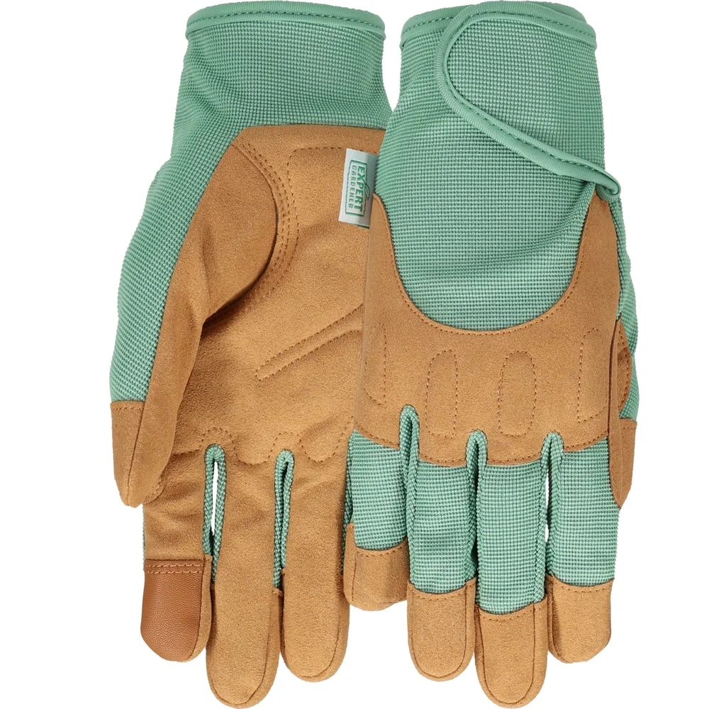 

Utility Gardening Gloves Medium Synthetic Leather Touchscreen Padded Palm Knuckles Hook and Loop Closure Planting Weeding