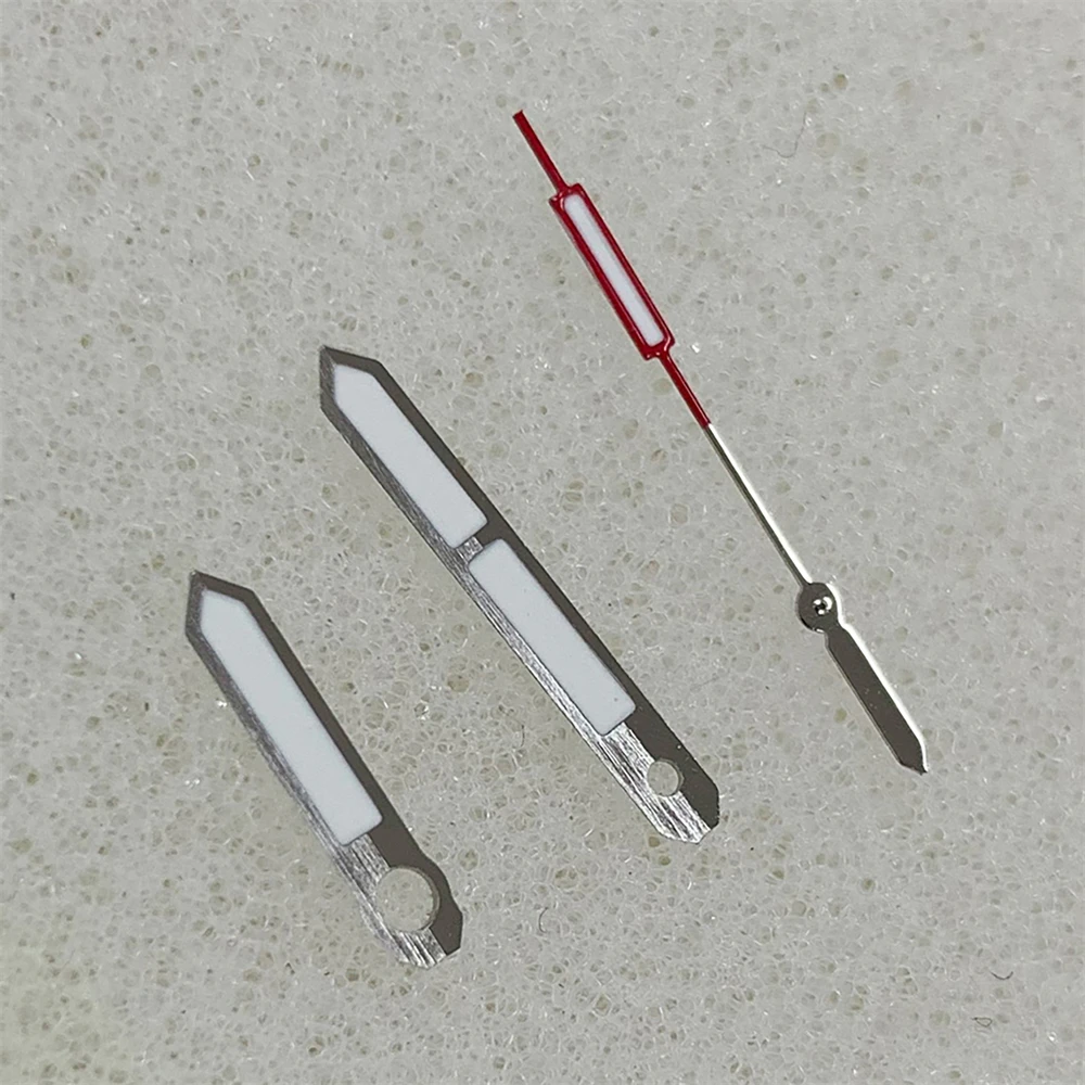 Manecillas NH35, punteros de reloj de plata roja, agujas luminosas verdes aptas para NH35 NH36 4R 7S, accesorios de manecillas de reloj de movimiento