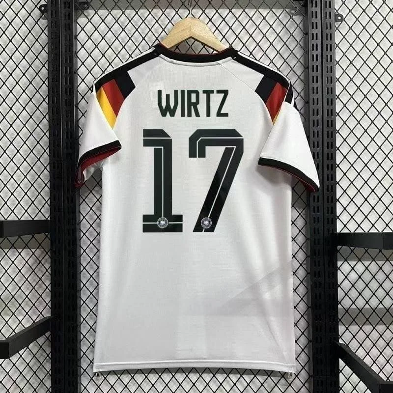 Men Germany Home Soccer Jersey #17 Wirtz White Short Sleeve Player Version Football Shirt Euro  Uniform  Family Matching