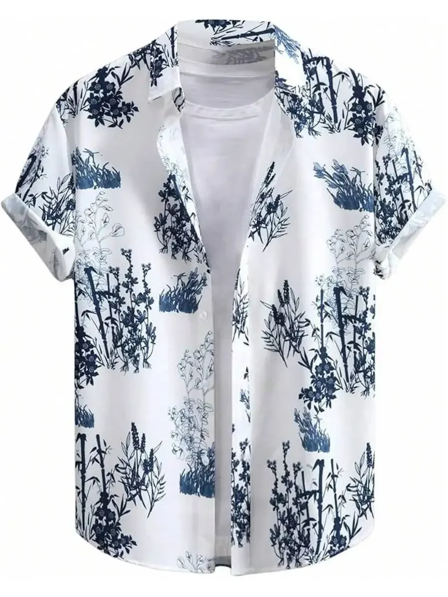 

Mens Casual Short Sleeve Striped Button Down Shirt