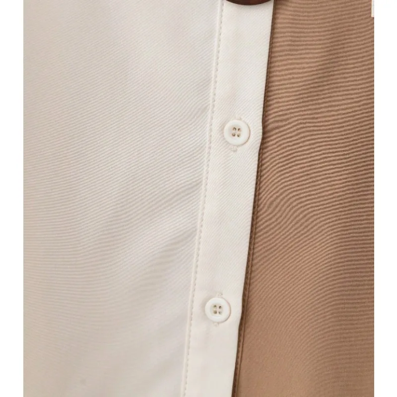 حجم كبير 1XL-5XL المرأة المرقعة قميص مع طية صدر السترة الياقة السيدات عادية كم طويل بلوزة قميص أعلى
