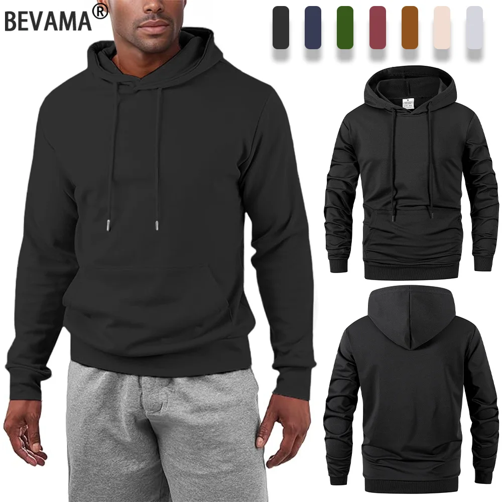 

Мужские однотонные повседневные толстовки с капюшоном, весенне-осенний пуловер с капюшоном и длинными рукавами, свободная дышащая спортивная одежда, мужская уличная одежда