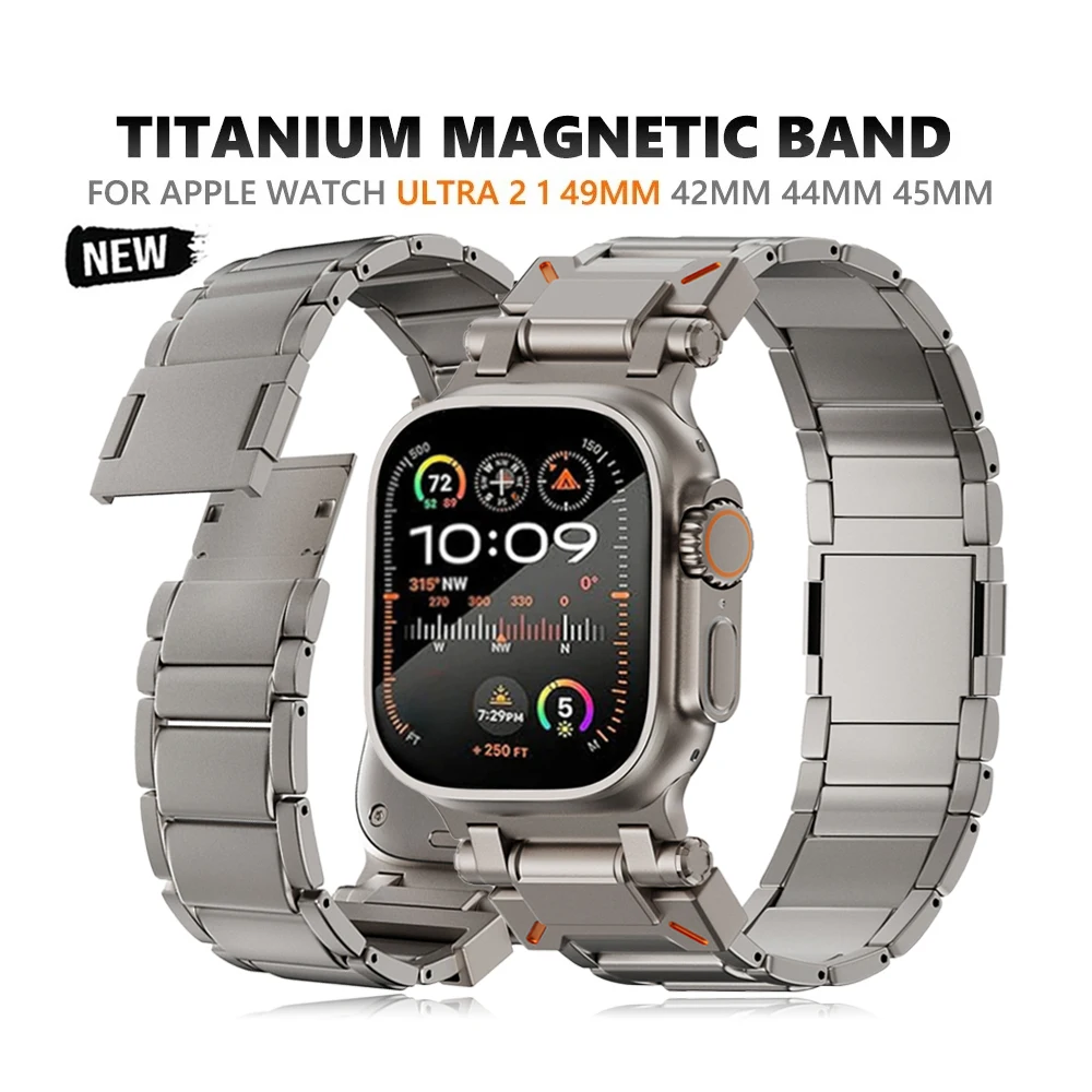 

Titanium Band For Apple Watch Ultra 2 49mm 44mm 45mm 42mm Magnetic Loop Strap For iWatch Series 6 5 Se 7 8 9 Correa Men Bracelet