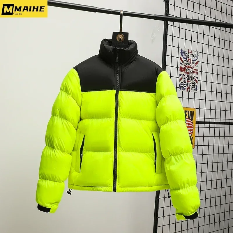 Men Winter Fashion Trendy Parkas Cotton-padded Coats Couple  Thickened Short Padded Jacket Casual Stand Collar Warm Men Jacket