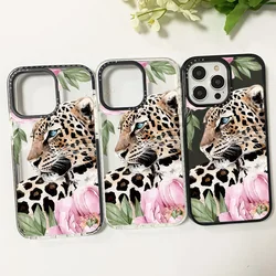 Fashion Leopard Flower Clear Case For Iphone 11 14 15 Pro Max Thicken Silicone Soft 12 13 Mini 7 Plus XS Max Shockproof Cover