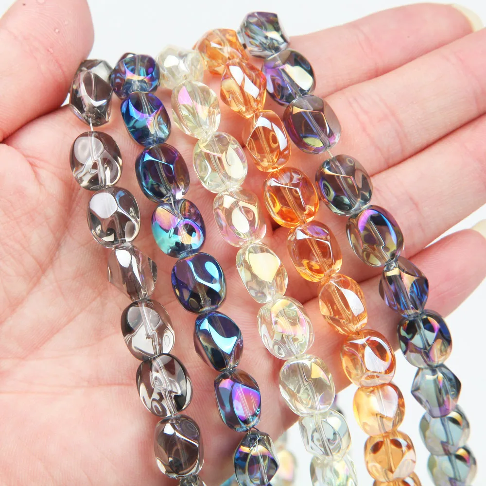 50PCS Irregular Shiny Glass Beads Charms for Jewelry Making Bracelet Necklace Findings Personalized Lampwork Beads DIY 10*12mm