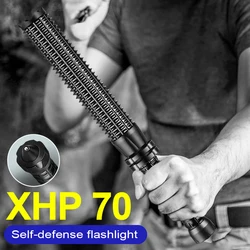 XHP70 Baseball Bat LED Flashlight Aluminum Alloy Zoomable Powerful Tactical Emergency and Self Defense Torch USB Rechargeable