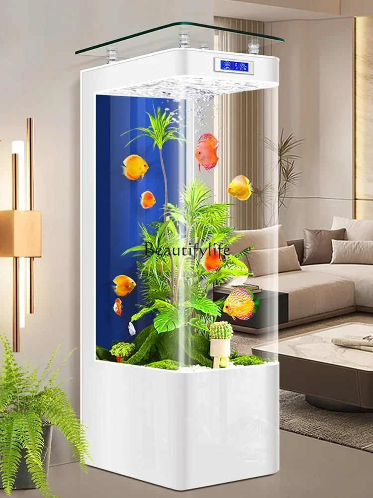 Free Shipping Vertical Integrated Fish Tank Living Room Small TV Cabinet next to Aquarium Change Water