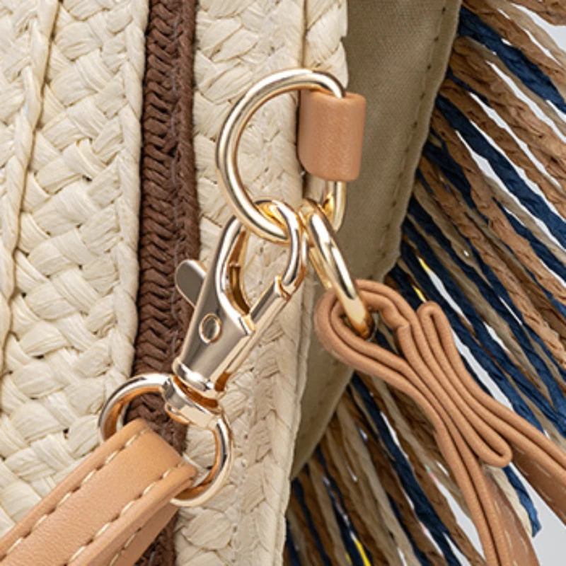 Handmade Woven Women Crossbody Bag Casual Beach Bag for Women Large Capacity Vintage Zipper Female Shoulder Bags