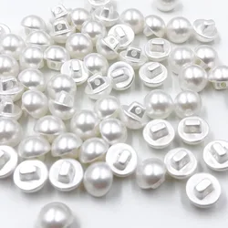 50PCS Acrylic Buttons Round Have Hole White Color Shirt Garment Sewing Accessories DIY Crafts 10MM PT379