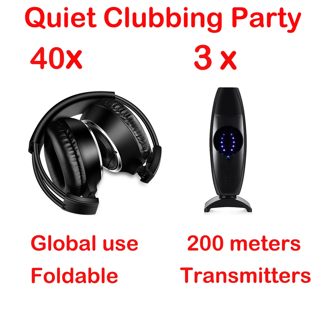 CATASSU Silent Disco Wireless Headphone Package 40 Receivers 3
