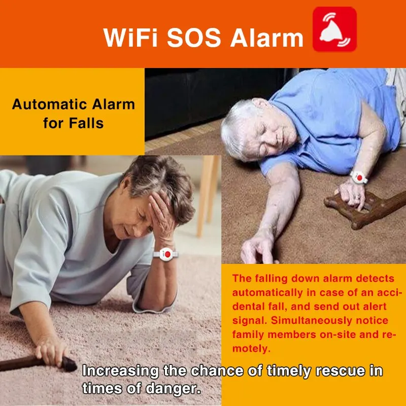 WiFi Panic Button for Elderly Senior Emergency Fall Alert Devices SOS Life Alarm Caregiver Pager Tuya Smart APP Notification