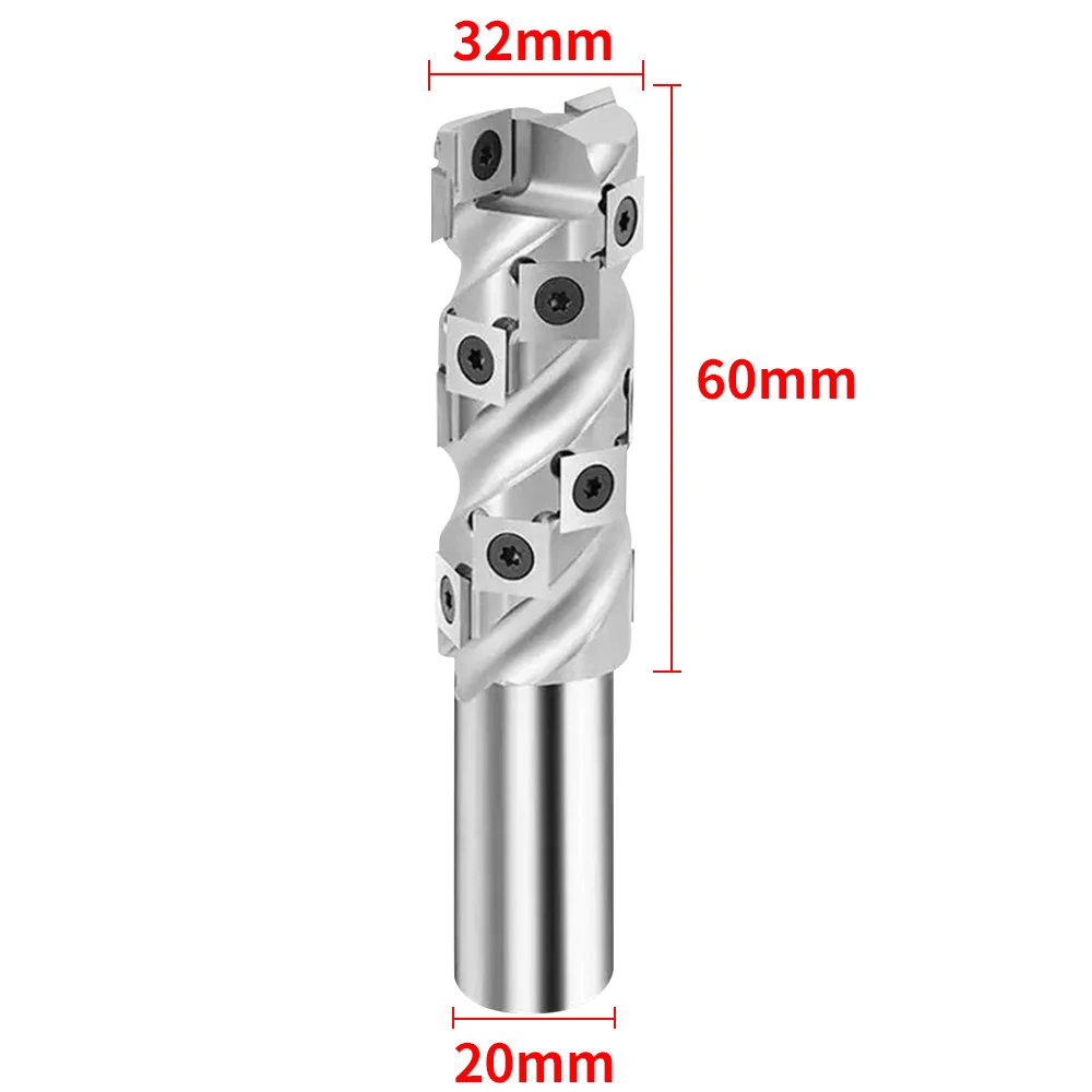 New Carbide Insert Flush Trim cutter shank 16mm20mm 32MM Cutting Diameter CNC 5 Axis Machine Spiral Cutter for Woodwork Trimming