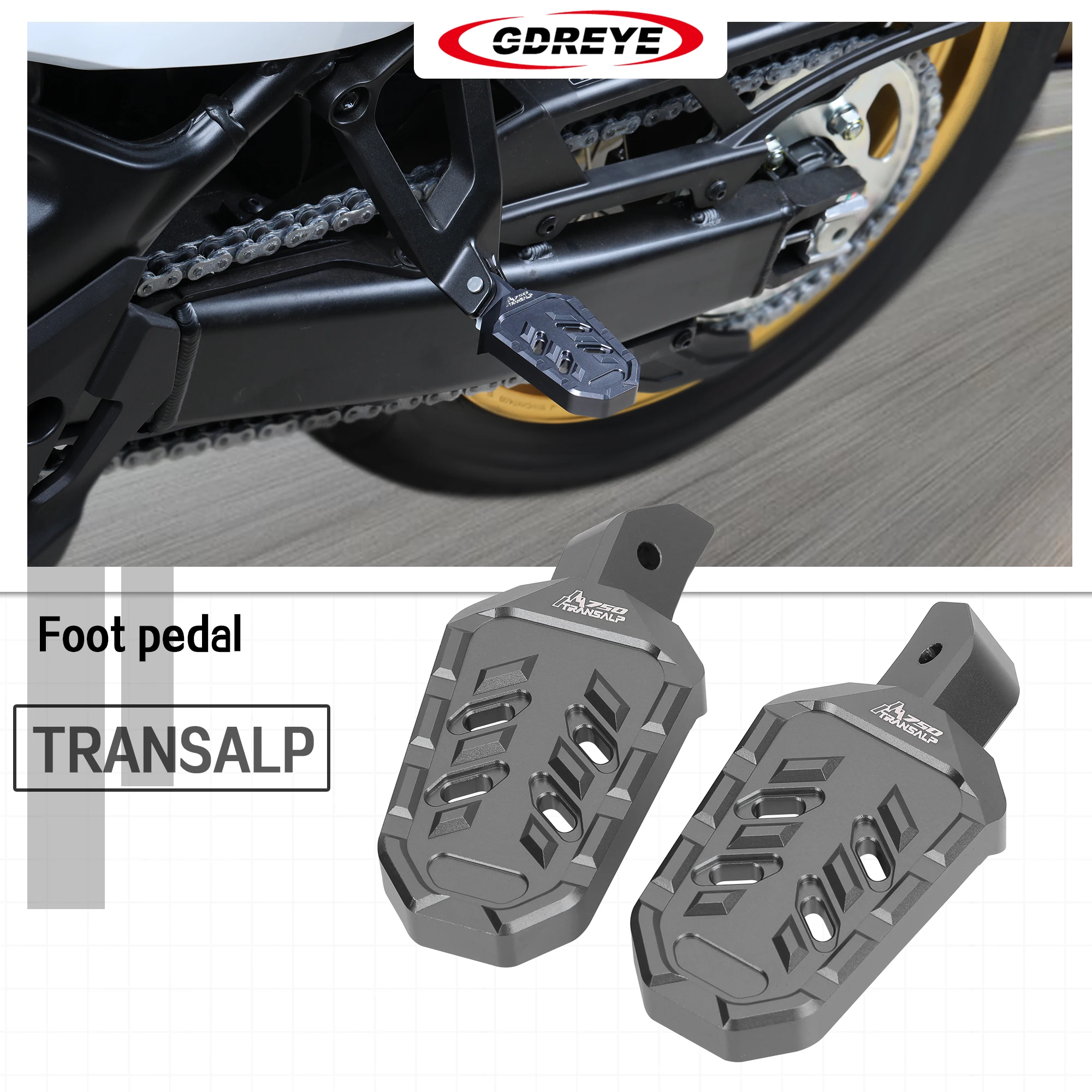 

For Honda TRANSALP750 Motorcycle TRANSALP 750 Black Silver Foot Pegs Aluminium Footrest Expandable Teeth Pedal Kit