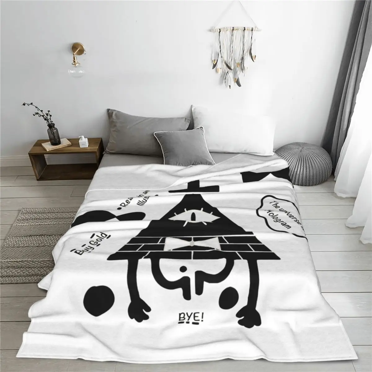 Gravity Falls Bill Cipher Blanket Cartoon Anime Wool Vintage Warm Throw Blankets for Home Restaurant Spring/Autumn